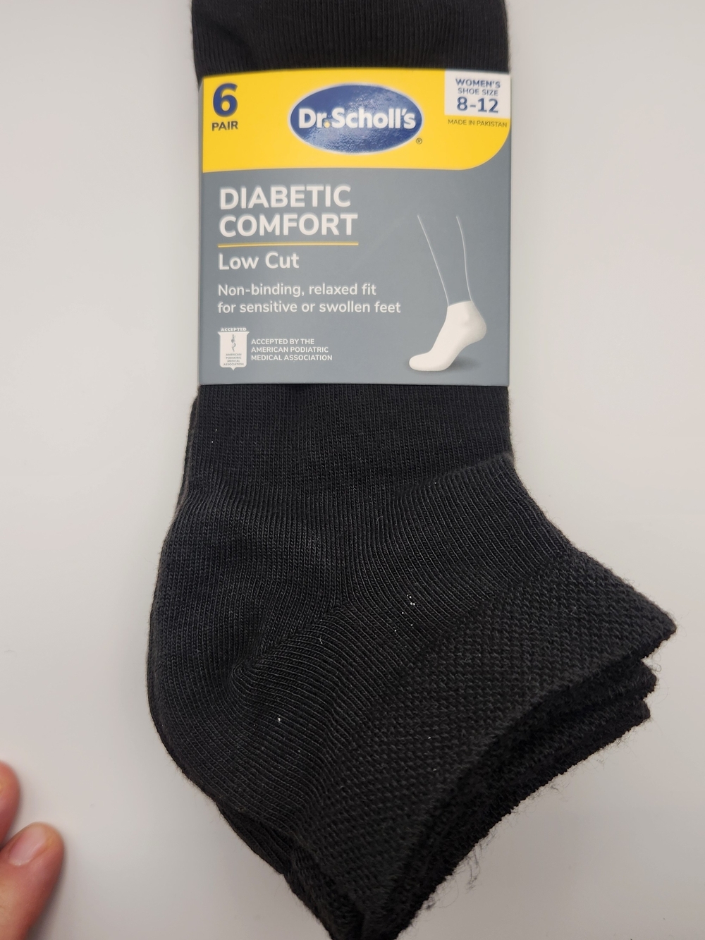 Dr. Scholl's Black Diabetic Comfort Low Cut Athletic Socks - 6 Pair